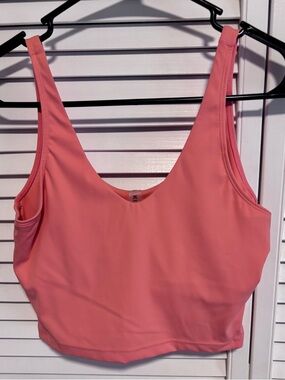 Coral Pink Scoop Neck Crop Tank